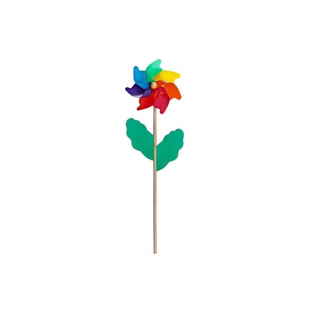 Trade Shop - Set 2 Girandole A Vento 12cm Colorata In Legno Scaccia Uccelli Gioco Prato Balcone -