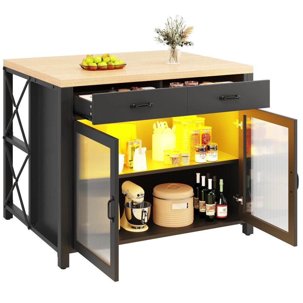 Tavolo da Bar con Piano in Legno e Striscia LED ¨C Xylo ¨C Nero, Altezza Regolabile