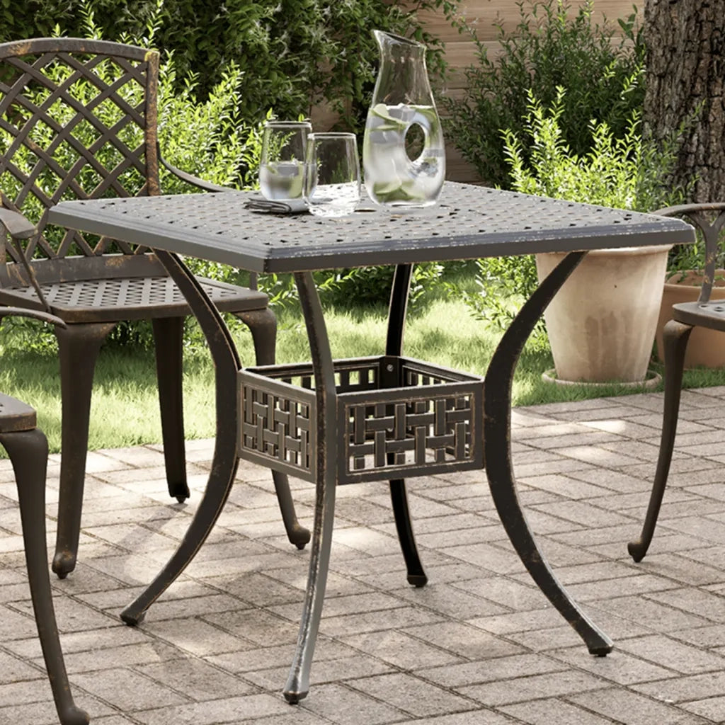 Tavolo da Giardino | Tavolino da esterno Bronzo 80x80x75 cm in Alluminio Pressofuso