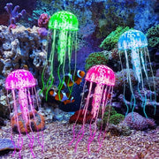 Set di decorazioni per acquario in silicone con effetto di luce, con 4 pezzi, con gancio di fissaggio, dimensioni 5cm/13cm.