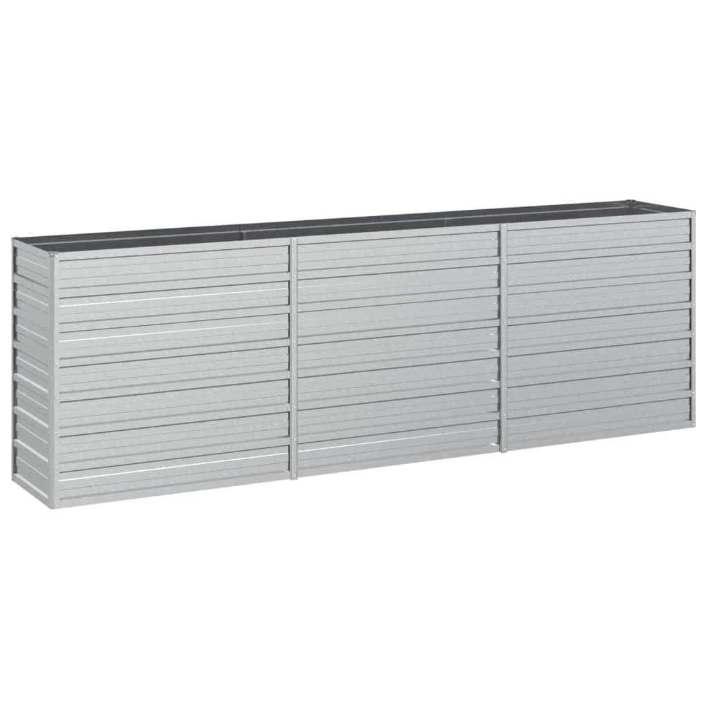Fioriera rialzata per piante fiori patio giardino 240 x 40 x 77 cm acciaio zincato argento 02_0039411