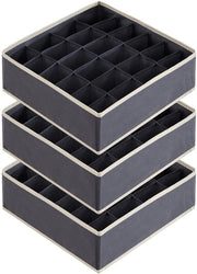 Set di 3 paia di calze, organizzatore di cassetti per biancheria intima, 24 cassette, organizzatore di armadio, organizzatore di tavolo da appendere, scatole di archiviazione per abbigliamento, biancheria intima, cravatte, grigio