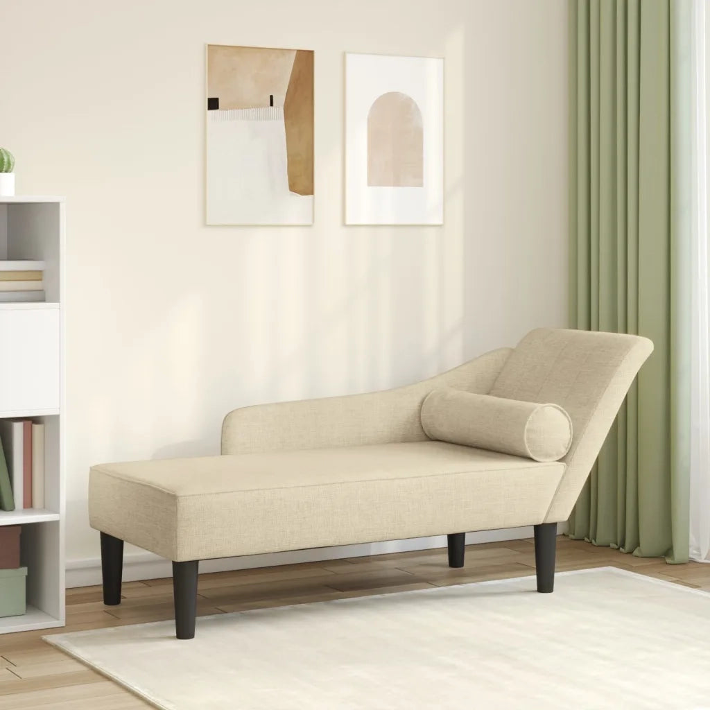 Chaise Longue con Cuscini Crema in Tessuto CFW8179907