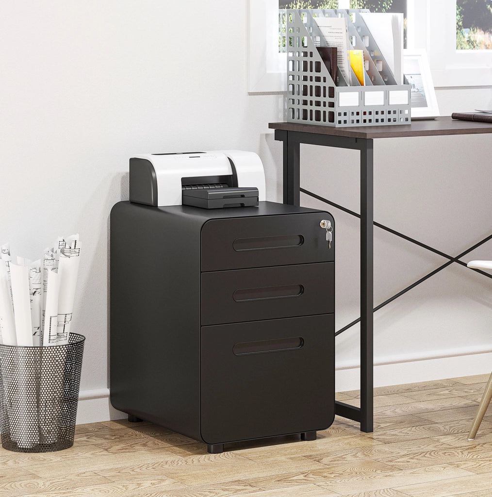 ARMADIO CONTENITORE SU RUOTE 39x48x59 cm IN ACCIAIO NERO