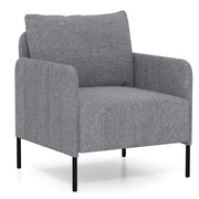 Poltrona con cuscino profondo 75 cm seduta ergonomica comfort lussuoso in tessuto ciniglia grigio 20_0012082