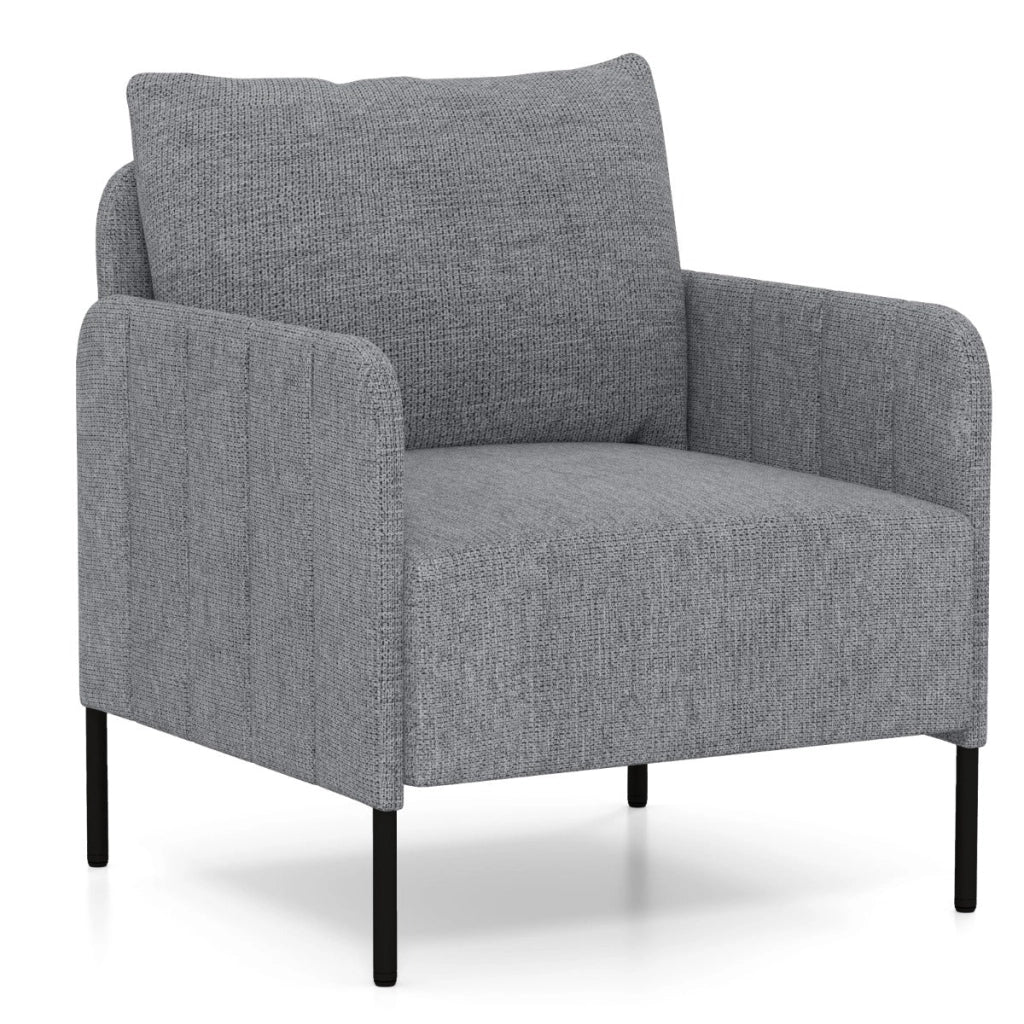 Poltrona con cuscino profondo 75 cm seduta ergonomica comfort lussuoso in tessuto ciniglia grigio 20_0012082