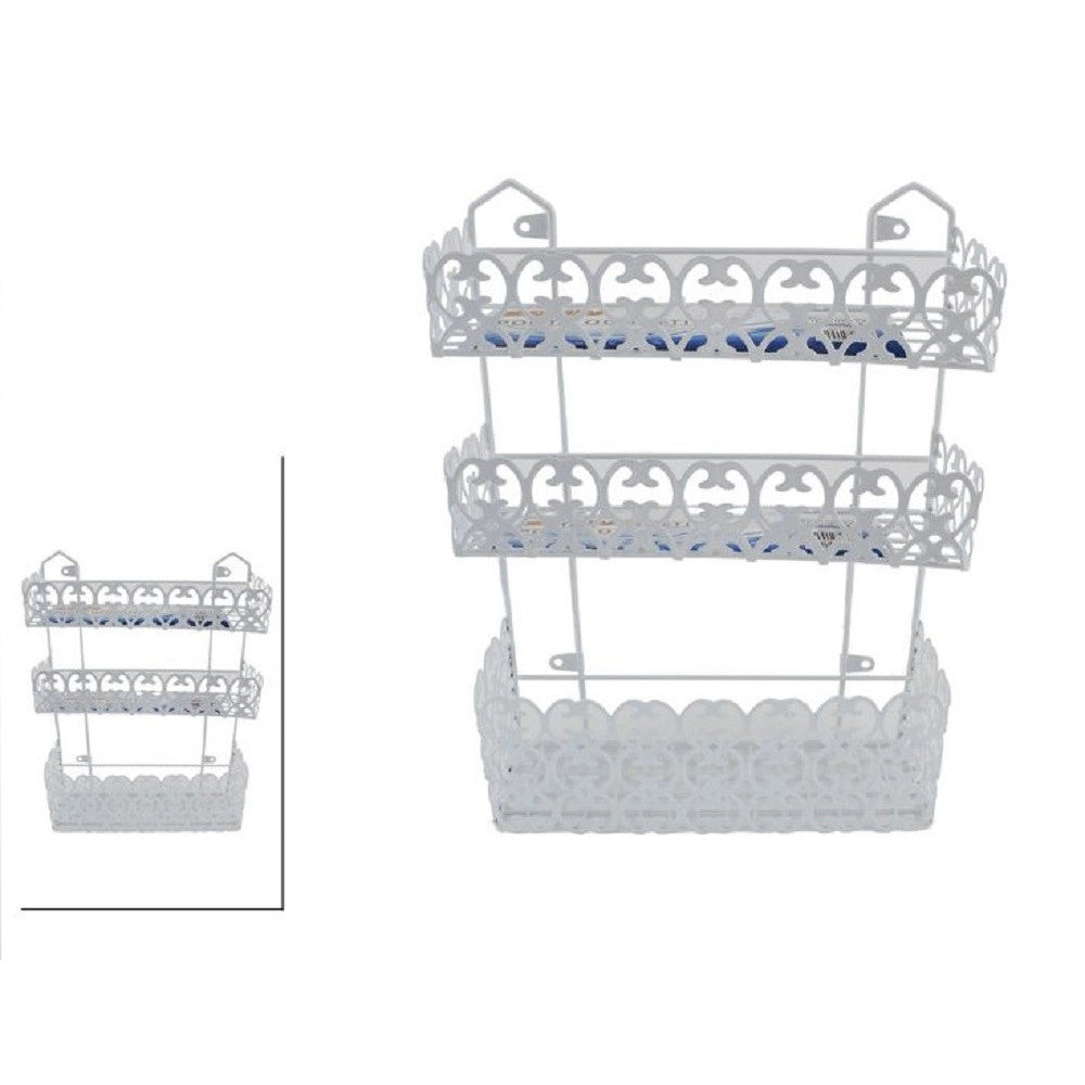 Trade Shop - Portaoggetti Sapone Bagnoschiuma 3 Piani Ripiani Appoggio Bagno Da Parete 52526 -