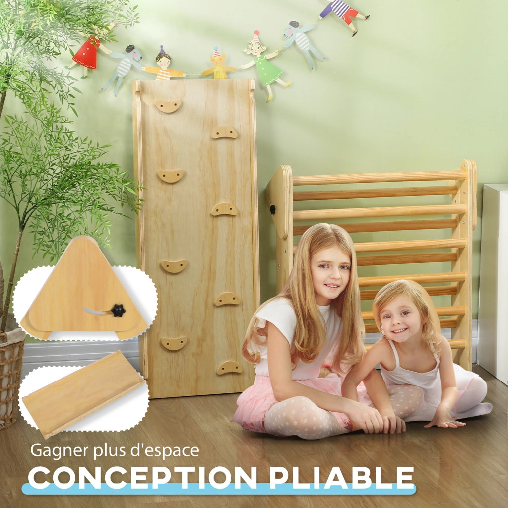 Scaletta per arrampicata in legno per bambini ¨C zephmum ¨C 3 in 1, naturale