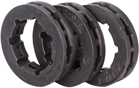 Rullo per sega a catena 3/8 pollici 7T - Ricambio universale - Compatibile con 3 pezzi - Disco abrasivo - Materiale di lega di alta qualità - Rullo dentato per sega