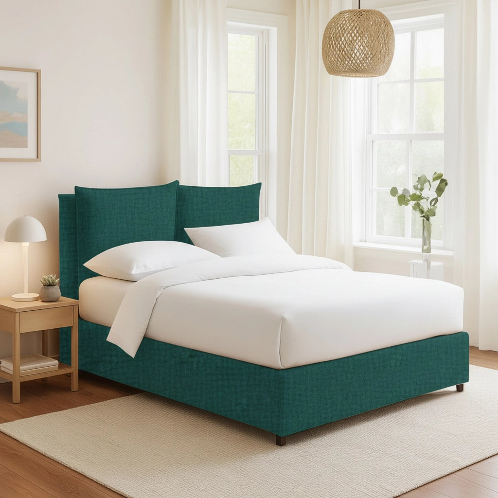Todmorden, Letto Singolo Sfoderabile Made in Italy, Verde Petrolio