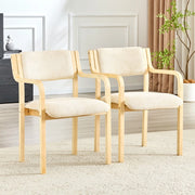 Set 2 Sedie da Pranzo con Braccioli ¨C MINIMAL ¨C Tessuto Teddy, Legno, Stile Scandinavo