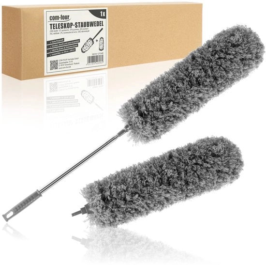Set di pennelli per pulire con manico estensibile e testa di ricambio, spazzola per pavimenti extra lunga e regolabile, per soffitti alti, pennelli per ragnatele, 80-240cm di lunghezza (1 pezzo - antracite + di ricambio)