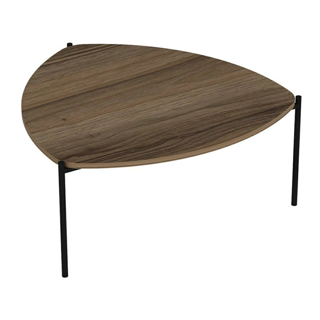 Tavolino Basso 'Gladsaxe' a Treppiedi - Piano Tavolo con Angoli Arrotondati -  color Noce [en.casa]
