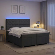 Letto Box Spring LED con Materasso Grigio Scuro 200 x 200 cm 3455690