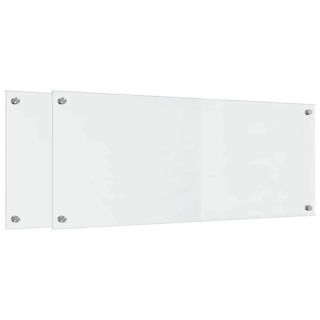 Set di 2 paraschizzi moderni per cucina 100 x 40 cm resistenti al calore facili da pulire in vetro temperato trasparente 02_0056303