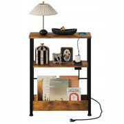 Libreria da soggiorno marrone con porta USB, stile loft rustico
