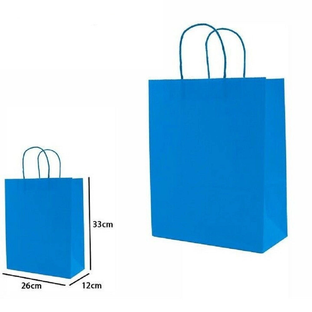 Trade Shop - Set 4pezzi Buste Borsa Da Regalo Sacchetti Carta Colore Azzurra 33x26x12cm 68475 -
