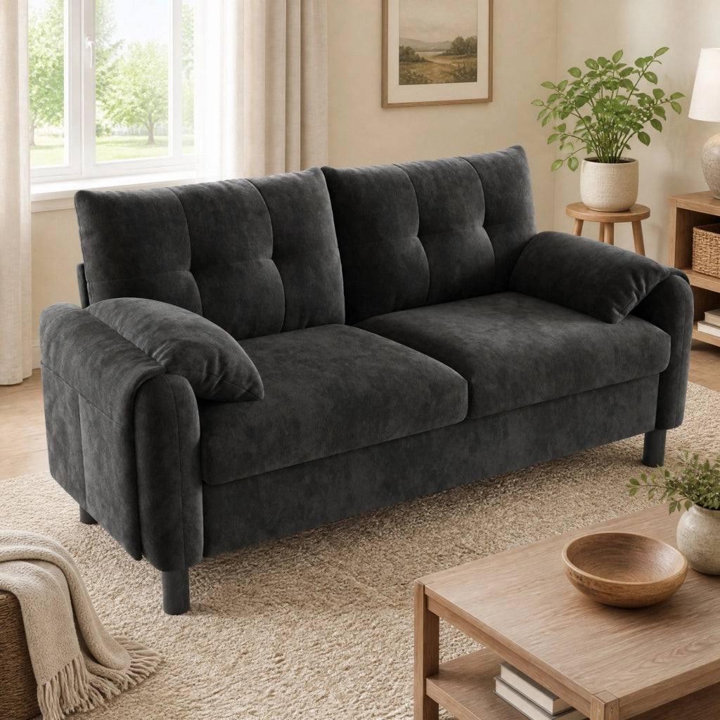 DIVANO 2 posti 158x80x88,5 cm in chenille grigio