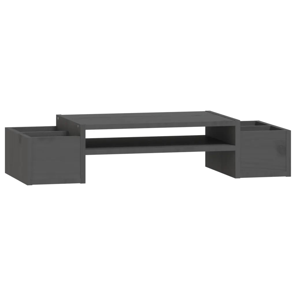 Supporto per Monitor Grigio 70x27,5x15cm Legno Massello di Pino 813966