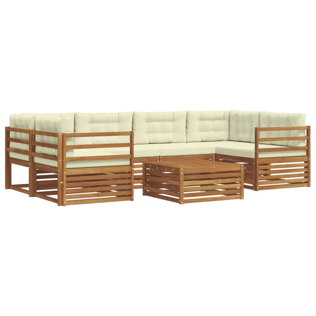 Set di divani da esterno con cuscino 7 pcs Naturale e Crema 3373080
