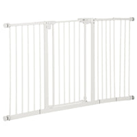 Cancelletto di Sicurezza per Animali Domestici 3 Estensioni Regolabile 74-148cm Chiusura Automatica Bianco