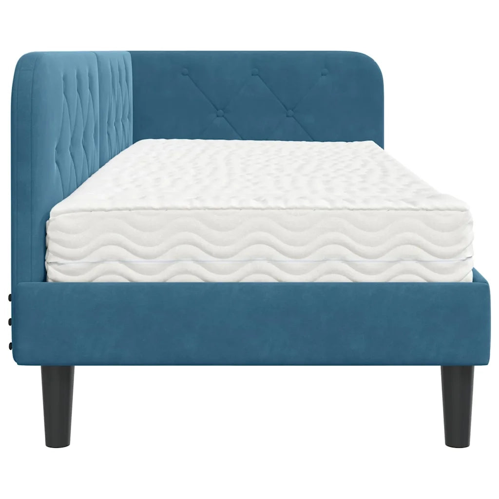 Cornice del letto ad angolo Blu 80 x 200 cm Velluto