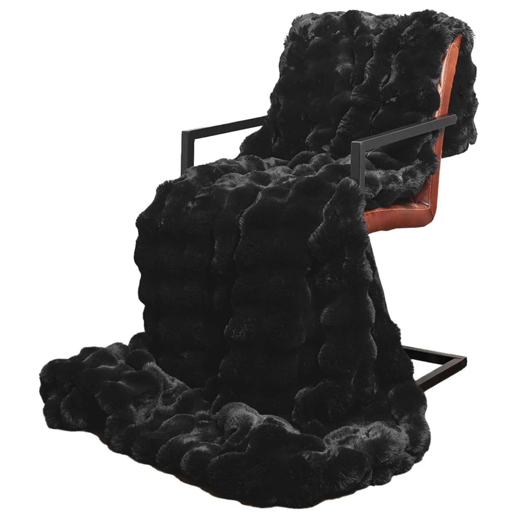 Coperta antiscivolo in sintetica di coniglio Olite Nero 42021833