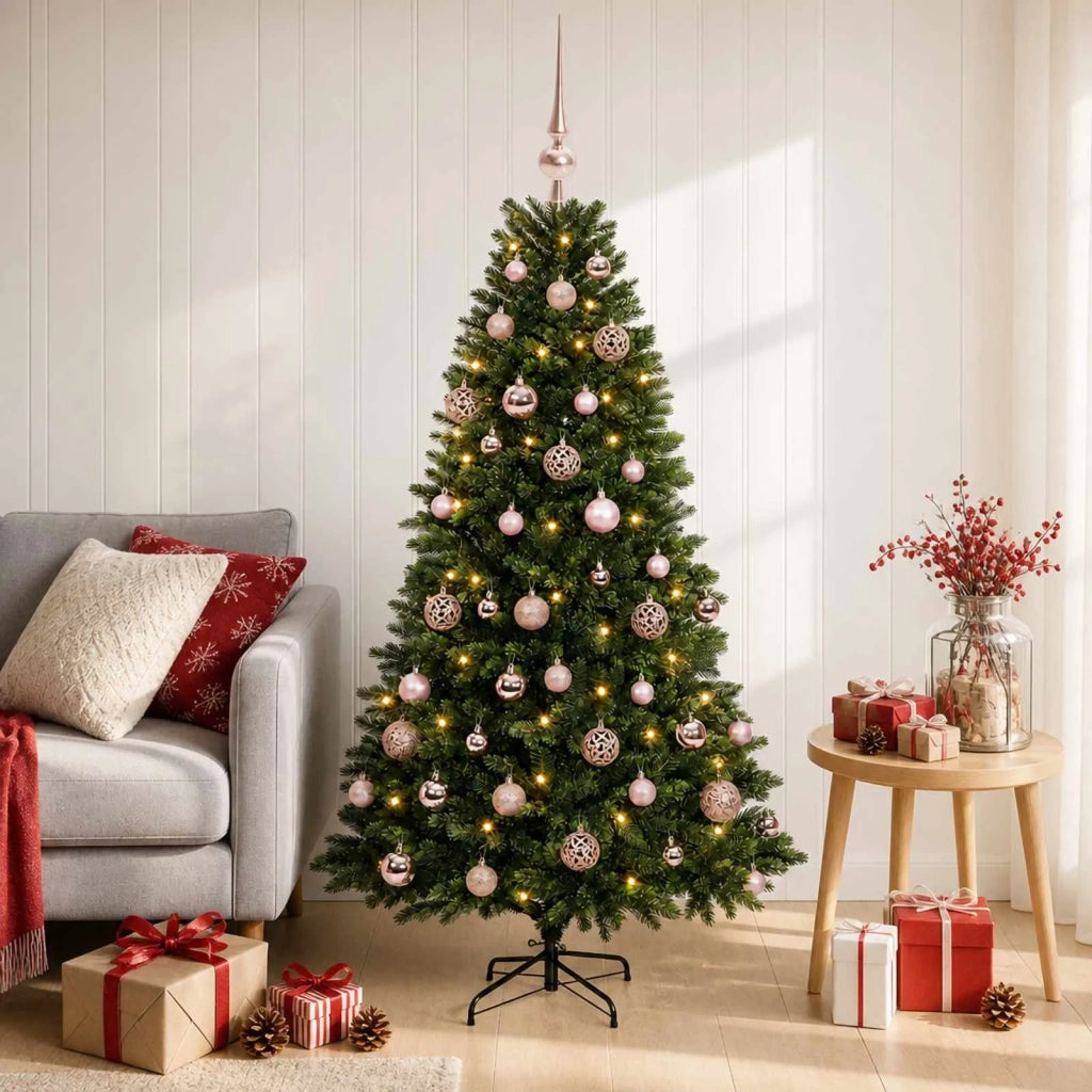 Albero di Natale Artificiale con Palline 150 cm 150 LED 3465788