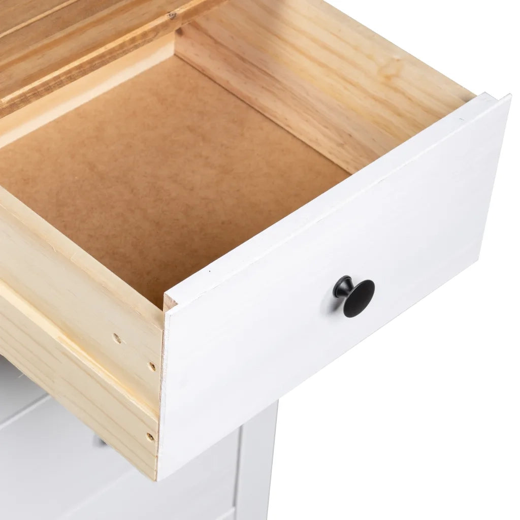 Credenza Bianca 46x40x89 cm in Legno Massello di Pino Panama 282651