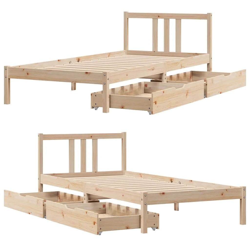 vidaXL Letto senza Materasso 75x190 cm in Legno Massello Pino