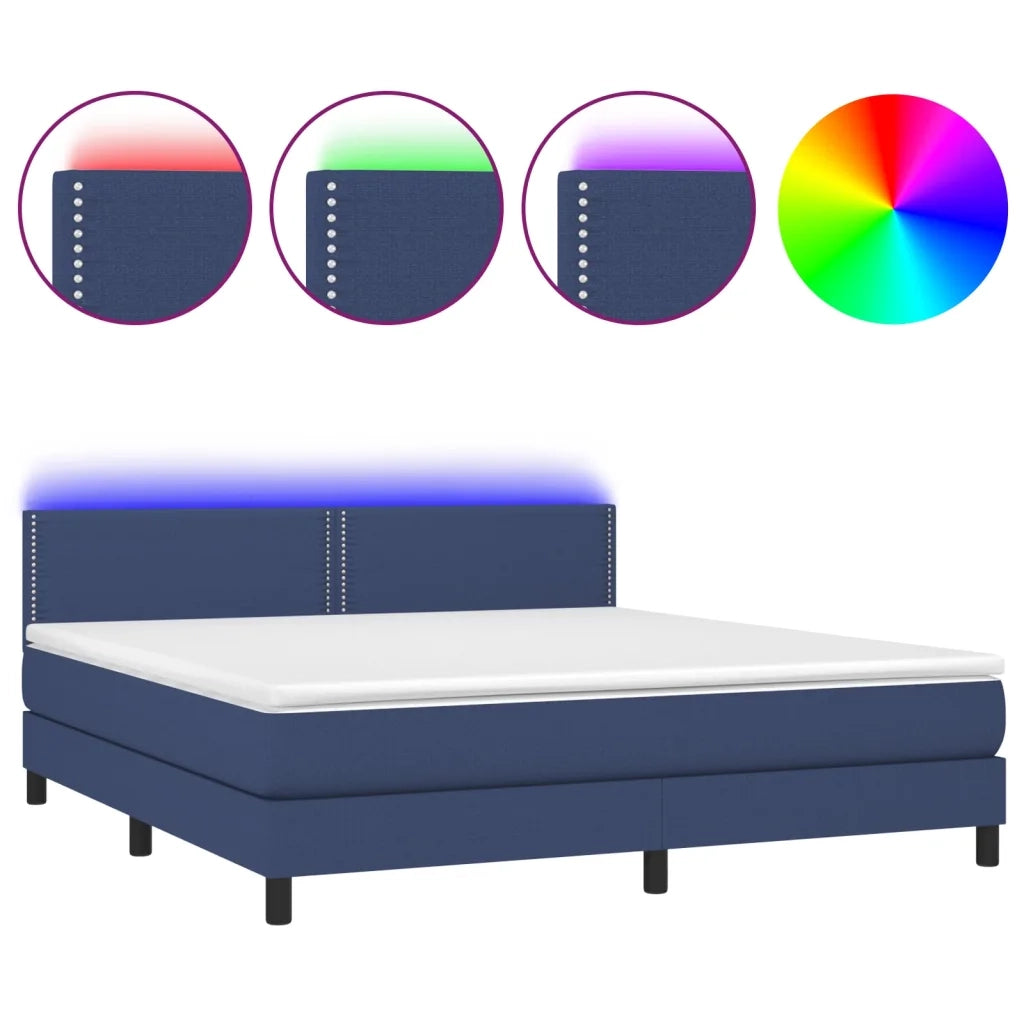 Letto a Molle con Materasso e LED Blu 180x200 cm in Tessuto 3133099