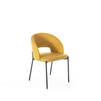 E-STYLO Sedia in tessuto giallo con gambe in metallo antracite, imbottita, 52cm X 55.5cm H. 78.5cm.