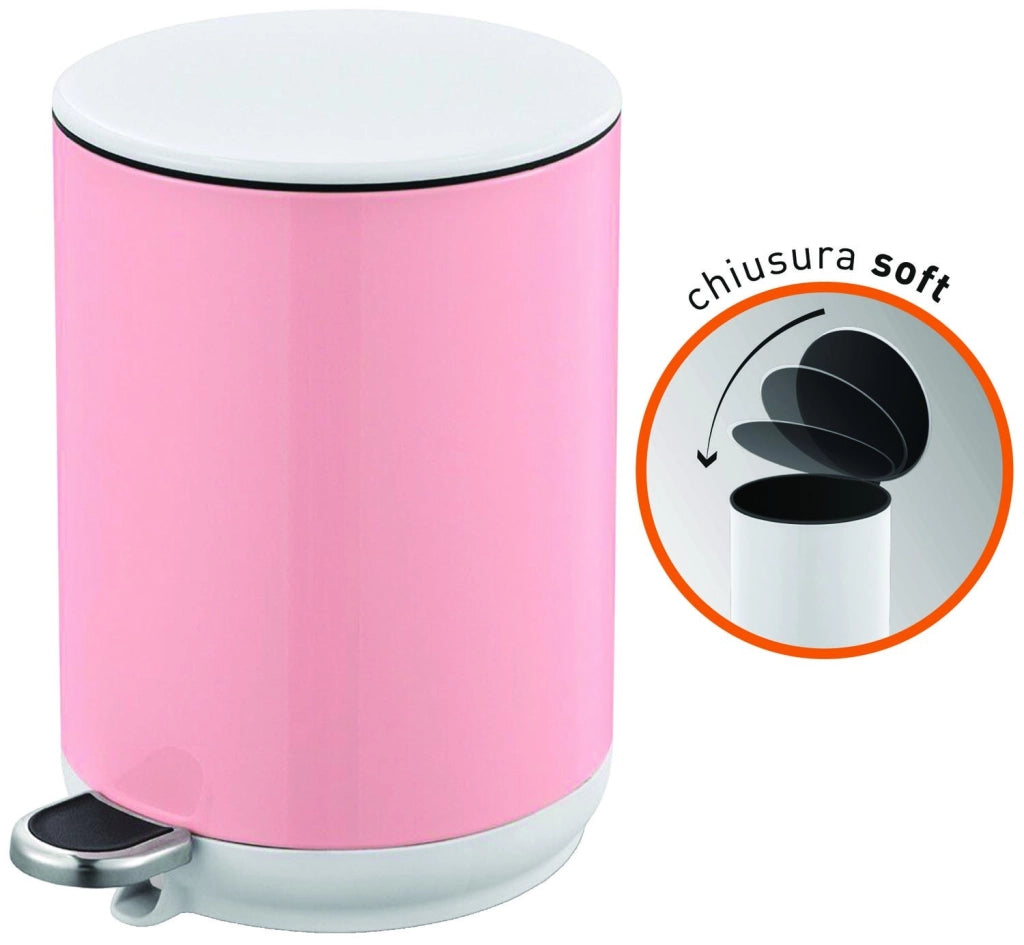 PATTUMIERA SECCHIO 5LT BRIXO LADY BIN PEDALE A CHIUSURA SOFT ROSA