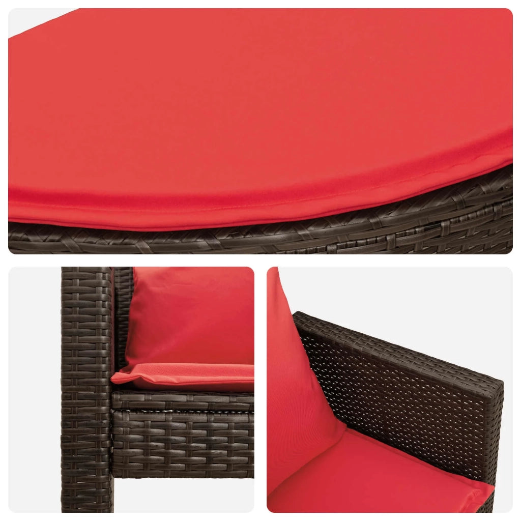 Divano da giardino Marrone e Rosso 168 x 168 x 180 cm 42025902