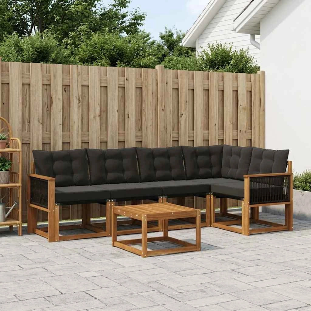 Set di divani da esterno 6 pz Naturale e Nero 3381968