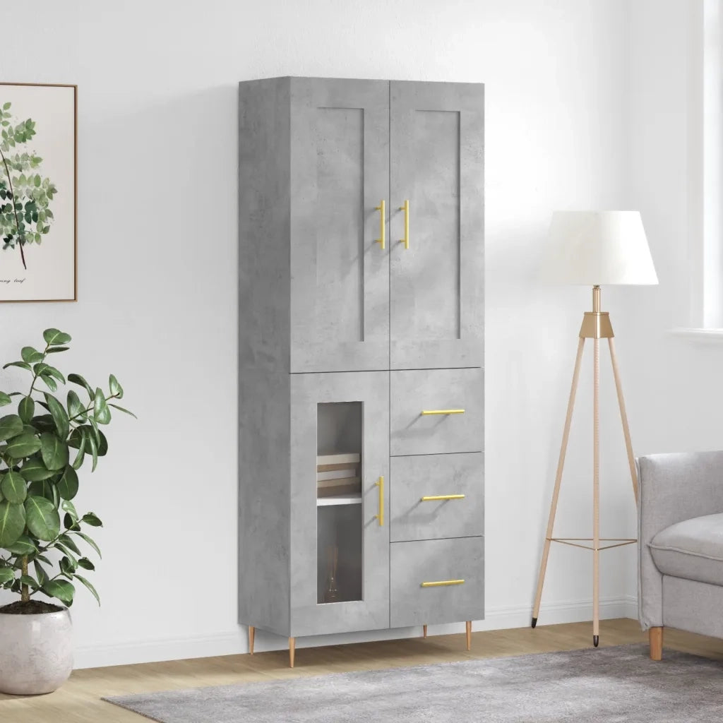 Credenza Grigio Cemento 69,5x34x180 cm in Legno Multistrato 3199933