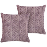 Set di 2 cuscini in velluto con motivo geometrico 45x45 cm rosa soggiorno camera da letto stile boho