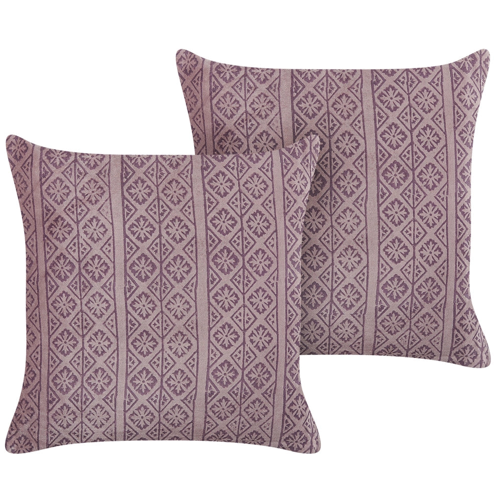 Set di 2 cuscini in velluto con motivo geometrico 45x45 cm rosa soggiorno camera da letto stile boho