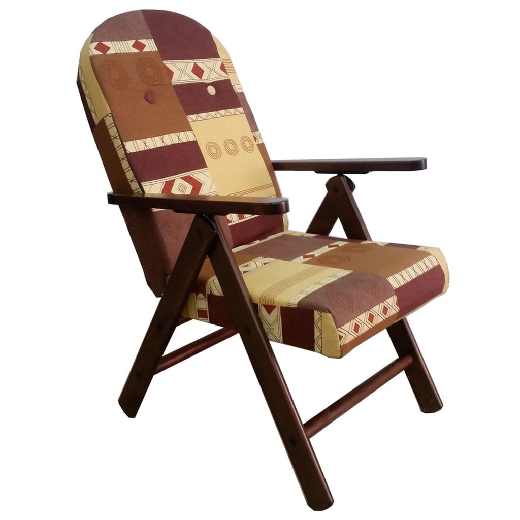 Poltrona Apasche Relax Con Cuscino Imbottito Tessuto Cotone Struttura In Legno Di Faggio Reclinabile 4 Posizioni