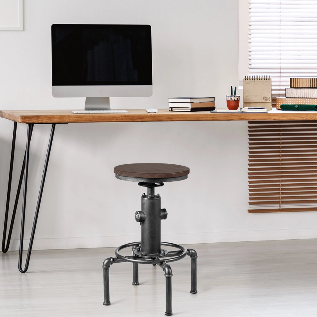 Sgabello industriale da bar regolabile con poggiapiedi ergonomico-Sgabello vintage per ristorante e pub Argento