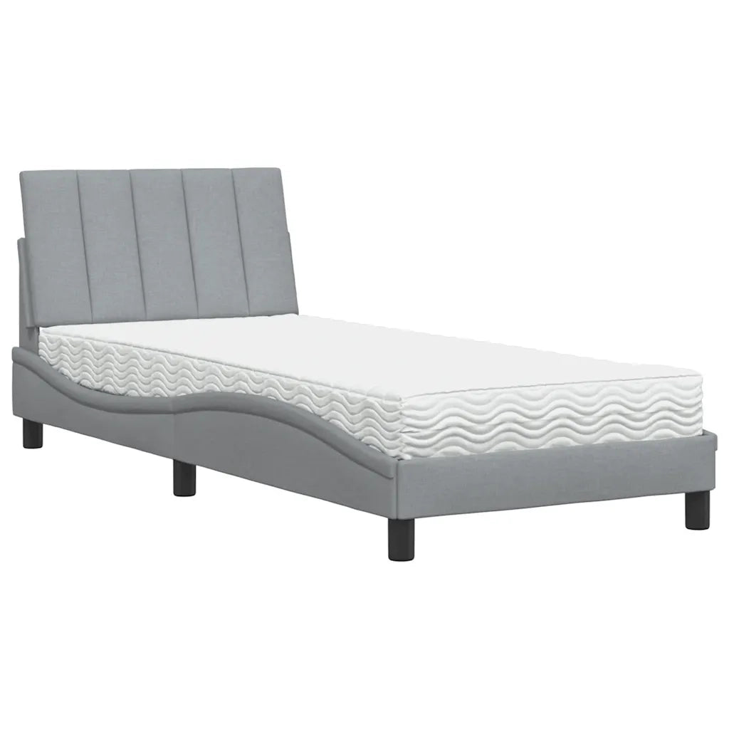 Letto con Materasso Hanko Grigio Chiaro 90x190 cm in Tessuto 3310496