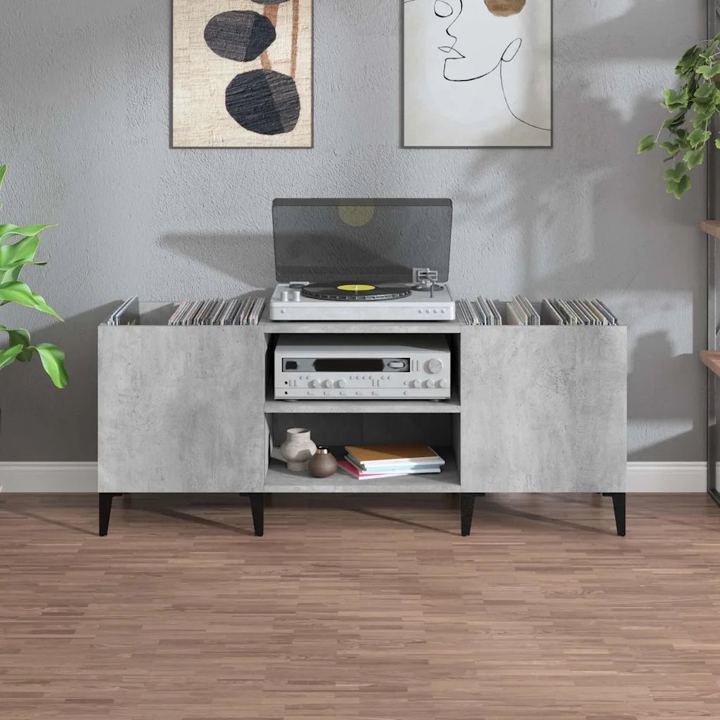 Mobile Porta Dischi Grigio Cemento 121x38x48 Legno Multistrato 831937