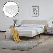 Letto Francese Porvoo con Testiera e Materasso 140x200 cm Rivestimento in Velluto - Beige [en.casa]