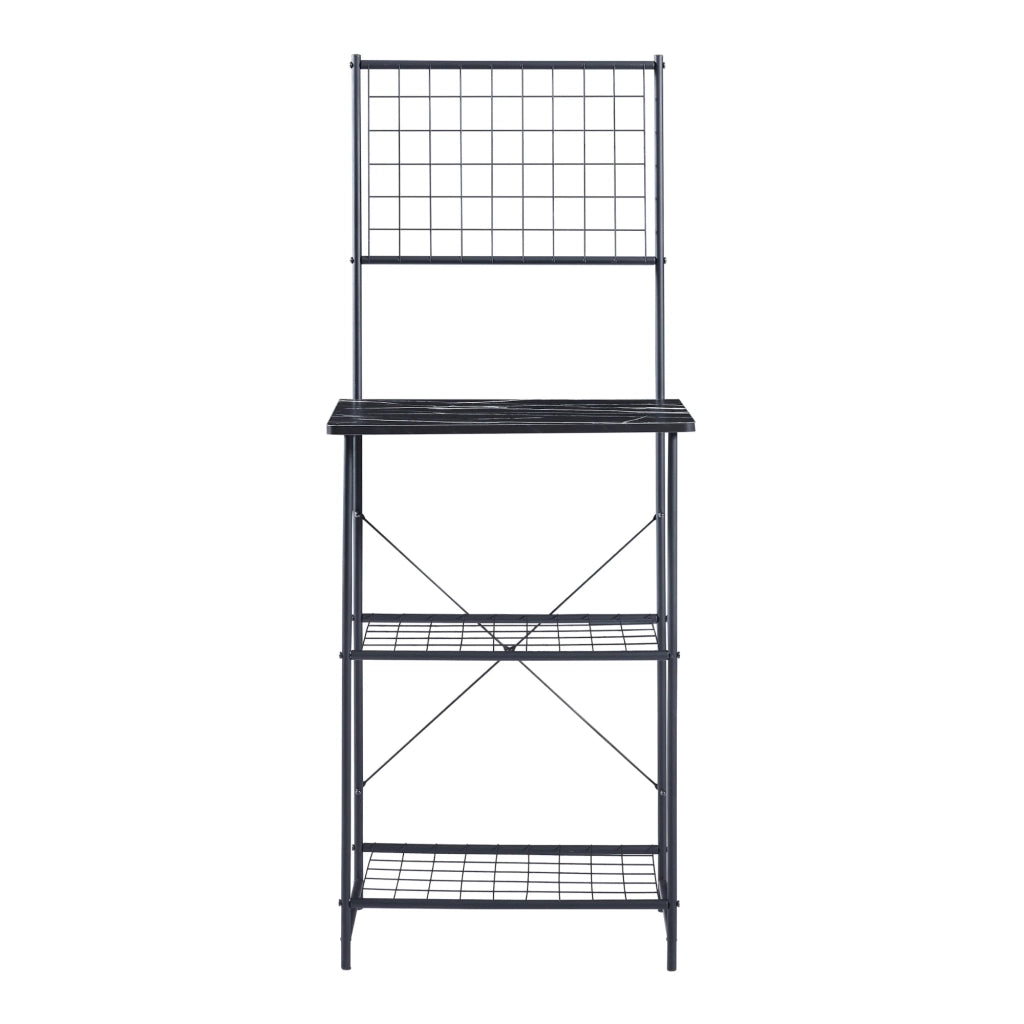Mensola da cucina 150 x 60 x 42 cm effetto marmo nero 03_0006971