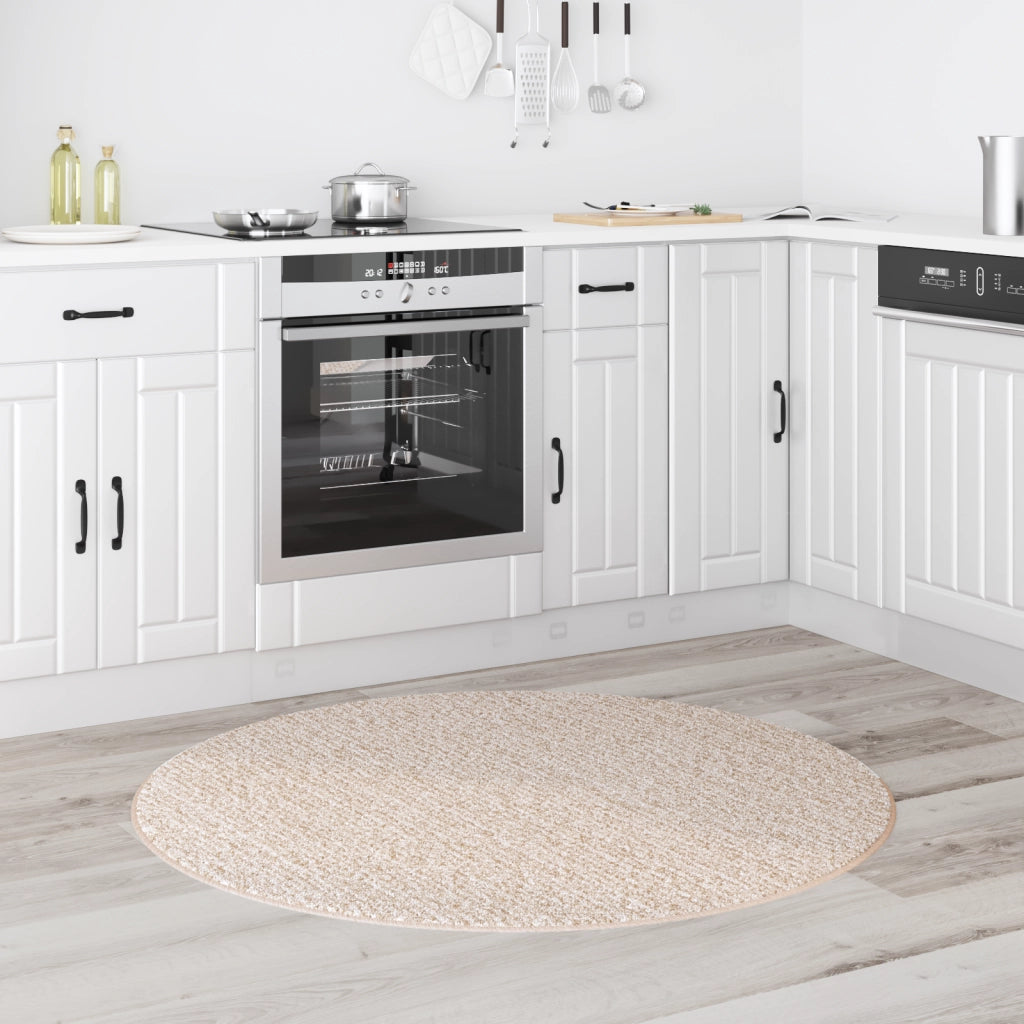 Tappeto Shaggy con Retro in Lattice Crema Ã¸120 cm