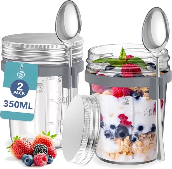 Set di Overnight Oats in Jar di Mason con Muesli e Avena