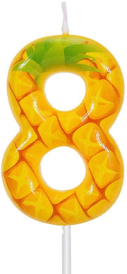 Candela numerata gialla tema ananas decorazione torta festa compleanno celebrazione anniversario lunghezza 5,9cm candela torta