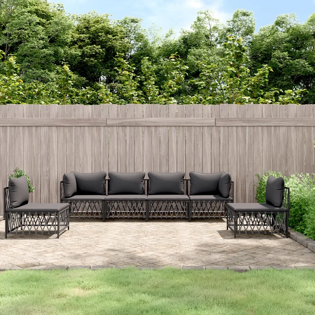 Set Salotto da Giardino 6 pz con Cuscini in Acciaio Antracitecod mxl 100551