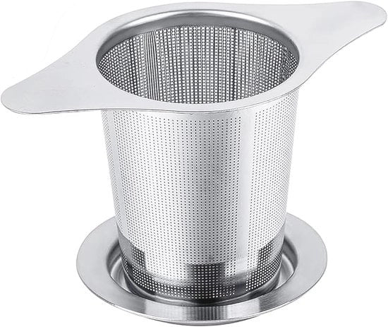 Filtro per tazze con coperchio - Acciaio inossidabile - Sicuro per alimenti - Adatto per tazze, tazze da caffè e teiere