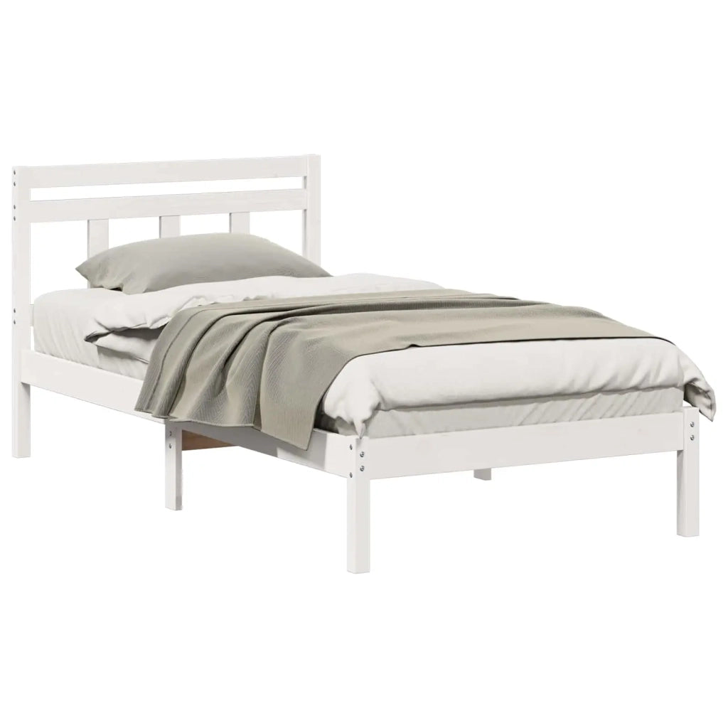 Struttura del letto Bianco 75 x 190 cm Pino massello 872357